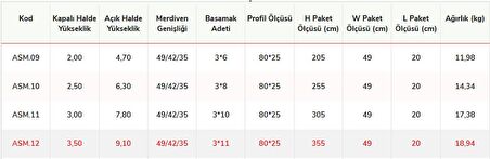 Cömert 3 Parçalı Sürgülü Alüminyum Merdiven PTT Tipi 3x2= 6 mt