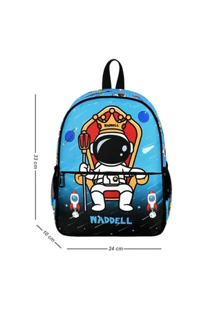 Okul Cantasi Lisansli Astronot Desenli Mavi Anaokul Kres Sirt Cantasi Siyah Just Polo