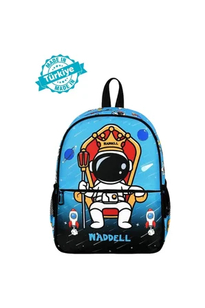Okul Cantasi Lisansli Astronot Desenli Mavi Anaokul Kres Sirt Cantasi Siyah Just Polo