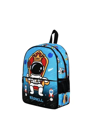 Okul Cantasi Lisansli Astronot Desenli Mavi Anaokul Kres Sirt Cantasi Siyah Just Polo