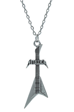 Metallica Elektro Gitar  Zincir Kolye - Gümüş Kaplama - Erkek Kadın Kolye - Kod:1075