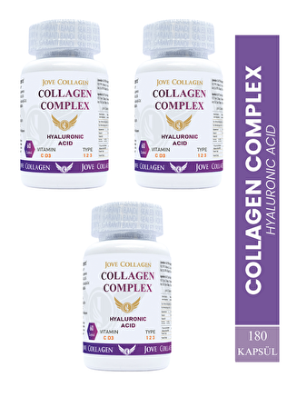 Jove Collagen 180 Tablet Tip 1-2-3hidrolize Kollajen C Vitamini D Vitamini Hyaluronik Asit -3 Lü Set