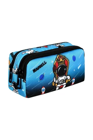 Okul Cantasi Siyah Mavi Astronot Desenli Sirt Cantasi Beslenme Cantasi ve Kalemlik Just Polo