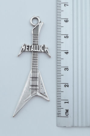 Metallica Elektro Gitar Gümüş Kaplama Kolye Ucu