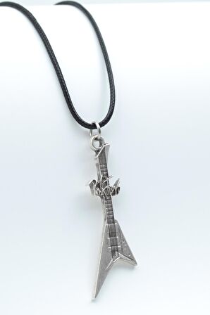 Pink Floyd Elektro Gitar Kolye Deri İp Kolye Gümüş Kaplama Erkek Kadın Kolye