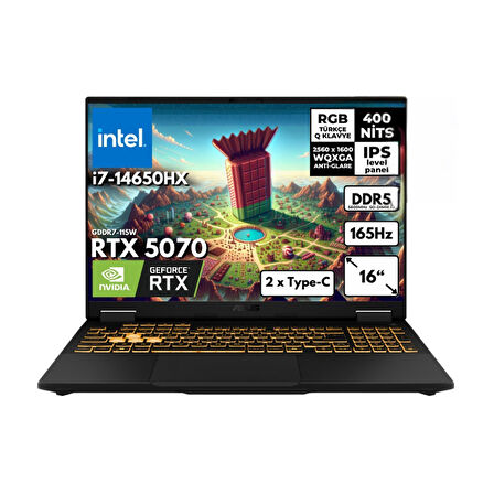 Asus TUF Gaming F16 FX608JPR i7-14650HX 16 GB 256 GB SSD 8GB RTX5070 16" 165 Hz 2.5K WQXGA FreeDos Gaming Laptop FX608JPRAT1