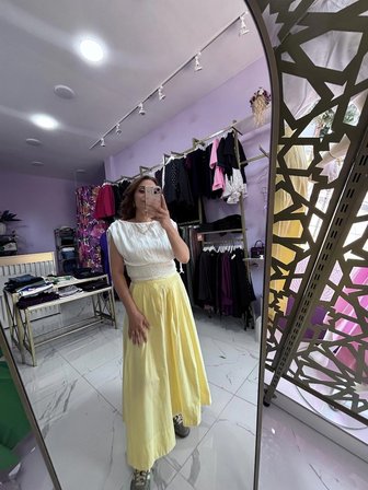 Poplin Limon sarısı Etek