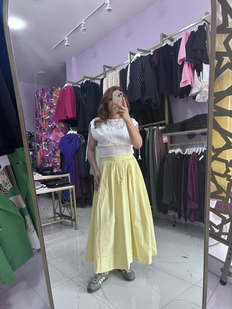 Poplin Limon sarısı Etek
