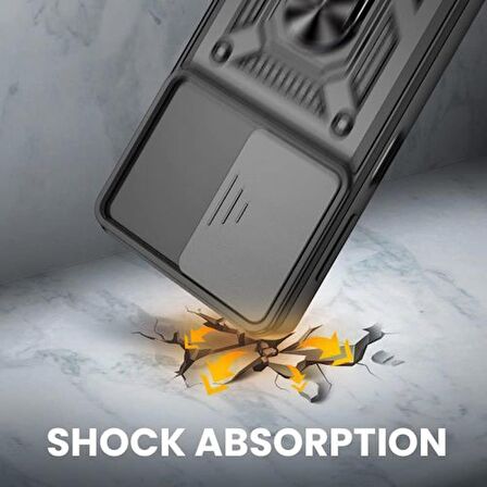 Gpack Oppo A74 4G Kılıf Sert Silikon Tank Aramid Sürgülü Vega Yüzüklü