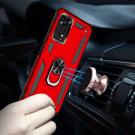 Gpack Xiaomi Redmi Note 11S Global Kılıf Vega Tank Standlı Yüzüklü MıknatıslıNano Glass