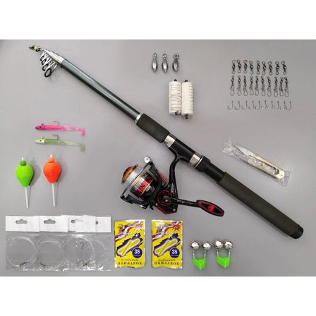 BAUER 50 Parça 1. Kalite Olta Seti Expert 3000 Lik Makina 240 CM Tele Spin Atçek – Yemli Olta Kamışı