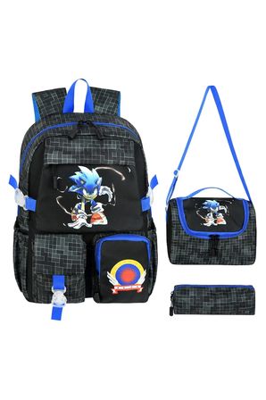 Okul Cantasi Beyaz Kore Tarzi Cocuk Sonic Temali Ilkokul Sirt Cantasi,termal Beslenme Cantasi ve Just Polo