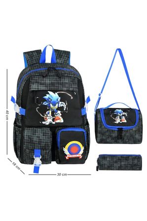 Okul Cantasi Beyaz Kore Tarzi Cocuk Sonic Temali Ilkokul Sirt Cantasi,termal Beslenme Cantasi ve Just Polo