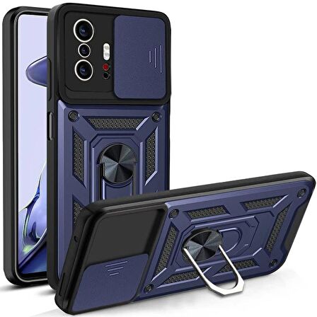 Gpack Xiaomi Mi 11T 5G Kılıf Sert Silikon Tank Aramid Sürgülü Vega Yüzüklü