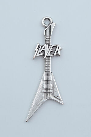 Slayer Elektro Gitar Gümüş Kaplama Kolye Ucu