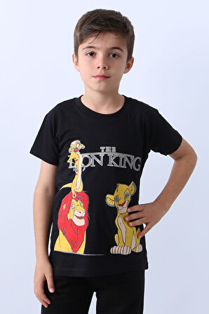 ERKEK ÇOCUK TSHİRT LİON BASKILI BİSİKLET YAKA E36