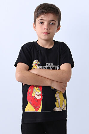 ERKEK ÇOCUK TSHİRT LİON BASKILI BİSİKLET YAKA E36