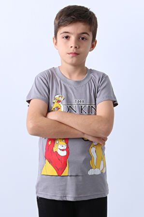ERKEK ÇOCUK TSHİRT LİON BASKILI BİSİKLET YAKA E36