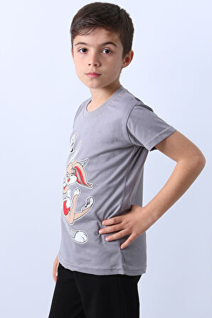 ERKEK ÇOCUK TSHİRT KARAKTER BASKILI BİSİKLET YAKA F16