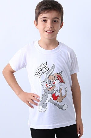 ERKEK ÇOCUK TSHİRT KARAKTER BASKILI BİSİKLET YAKA F16