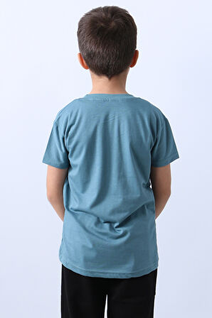 ERKEK ÇOCUK TSHİRT KARAKTER BASKILI BİSİKLET YAKA F16