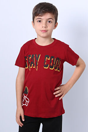 ERKEK ÇOCUK TİŞÖRT STAY COOL BASKILI BİSİKLET YAKA F18