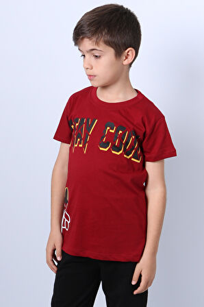 ERKEK ÇOCUK TİŞÖRT STAY COOL BASKILI BİSİKLET YAKA F18