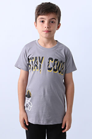 ERKEK ÇOCUK TİŞÖRT STAY COOL BASKILI BİSİKLET YAKA F18