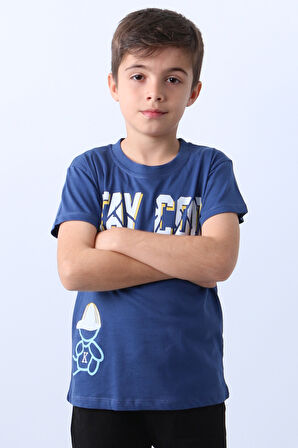 ERKEK ÇOCUK TİŞÖRT STAY COOL BASKILI BİSİKLET YAKA F18