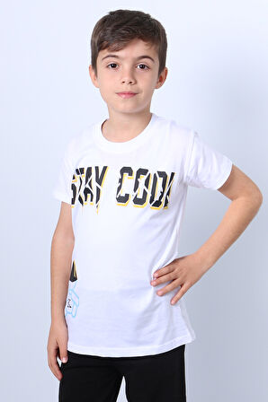 ERKEK ÇOCUK TİŞÖRT STAY COOL BASKILI BİSİKLET YAKA F18