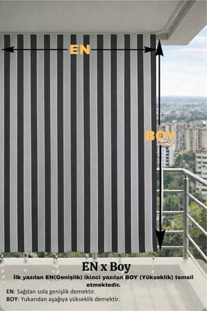 Antrasit-Gri balkon perdesi kornişli bağcıklı dış mekan dayanıklı modern balkon brandası
