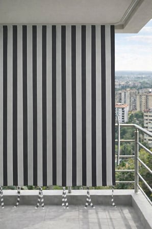 Antrasit-Gri balkon perdesi kornişli bağcıklı dış mekan dayanıklı modern balkon brandası