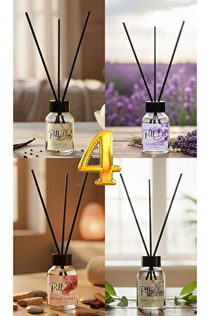 4'lü Yasemin-Amber-Beyaz Çiçekler-Okyanus Eko Çubuklu Oda Kokusu - Kokulu Çubuk 4x50ml