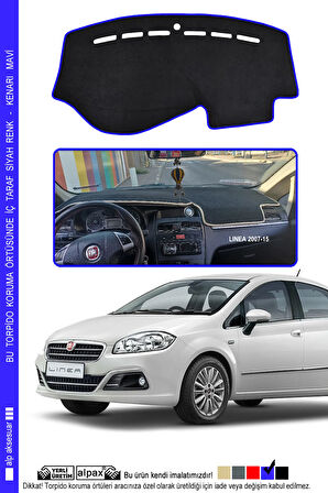Fiat Linea 2007-2015 Modele Özel Torpido Koruma Halısı - Kenarı Mavi