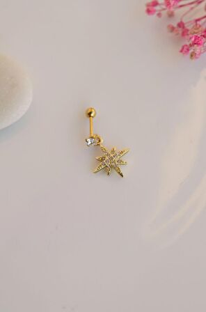 Gold Kutup Yıldızı Sallantılı Piercing Helix Kıkırdak