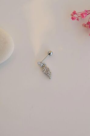 Melek Kanadı Sallantılı Piercing Helix Kıkırdak Gümüş Renk