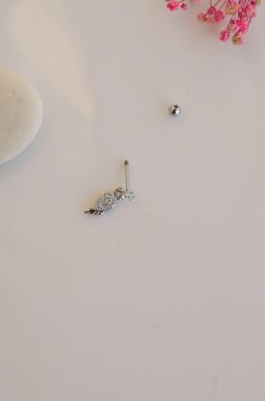 Melek Kanadı Sallantılı Piercing Helix Kıkırdak Gümüş Renk