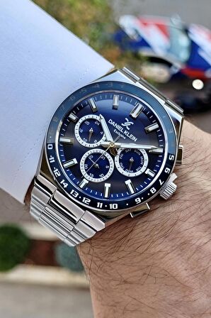 Daniel Klein DKISTE778 Kadranı Lacivert Kordonu Gümüş Renk İç Göstergeleri Aktif Erkek Kol Saati