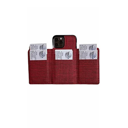 Smcase iPhone 12 Pro Kılıf Kumaş Spor 2-1 Kartlıklı Cüzdan