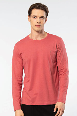 Cacharel Erkek Modal Pamuk Bisiklet Yaka T-shirt 2242/Mercan