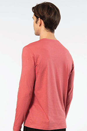 Cacharel Erkek Modal Pamuk Bisiklet Yaka T-shirt 2242/Mercan