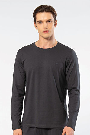 Cacharel Erkek Modal Pamuk Bisiklet Yaka T-shirt 2242/Antrasit