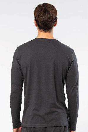 Cacharel Erkek Modal Pamuk Bisiklet Yaka T-shirt 2242/Antrasit