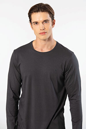 Cacharel Erkek Modal Pamuk Bisiklet Yaka T-shirt 2242/Antrasit