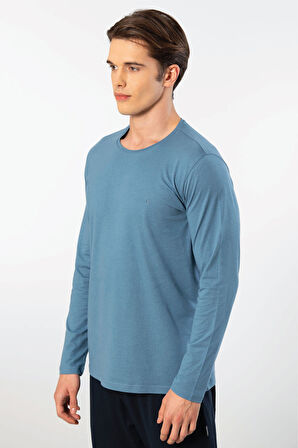 Cacharel Erkek Modal Pamuk Bisiklet Yaka T-shirt 2242/İndigo