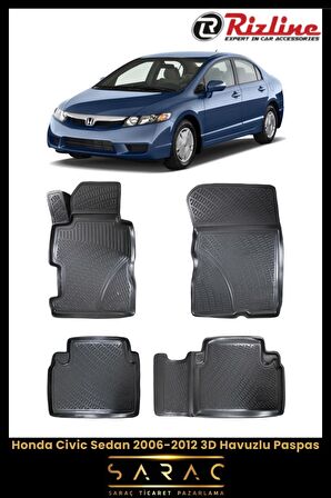 Rizline Honda Civic Sedan 2006-2012 3D Havuzlu Paspas