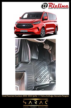 Rizline Ford Tourneo Custom 2018-2023 Şoför 1 Yolcu Koltuğu Havuzlu Paspas