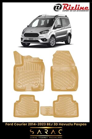 Rizline Ford Courier 2014-2023 Bej 3d Havuzlu Paspas
