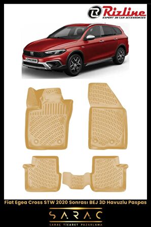 Rizline Fiat Egea Cross Stw 2020 Sonrası Bej 3d Havuzlu Paspas