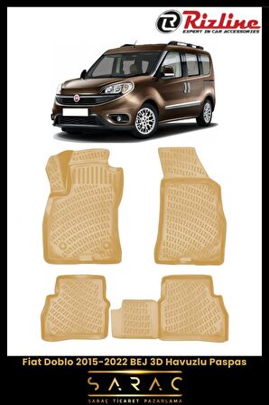 Rizline Fiat Doblo 2015-2022 BEJ 3D Havuzlu Paspas